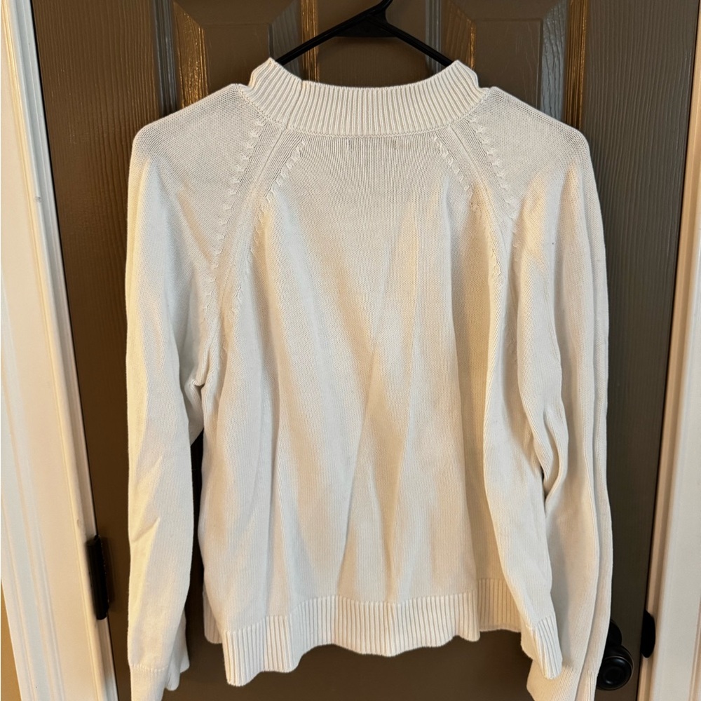 Quince Women's Mock Neck Sweater Ivory - Picture 3 of 4